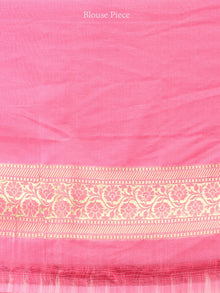 Banarasee Semi Silk Saree With Zari Border - Off White Pink & Gold  - S031704346