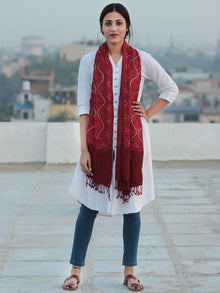Maroon Jamavari Aari & Sequence Embroidered Pure Wool Kashmiri Stole - S200546