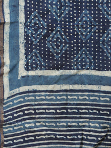 Indigo White Chanderi Hand Block Printed Dupatta - D04170726