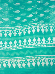 Green Ivory Chanderi Hand Block Printed Dupatta - D04170488