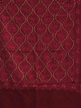 Maroon Jamavari Aari & Sequence Embroidered Pure Wool Kashmiri Stole - S200546