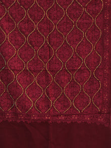 Maroon Jamavari Aari & Sequence Embroidered Pure Wool Kashmiri Stole - S200546