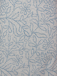 White Blue Hand Block Printed Cotton Suit-Salwar Fabric With Chiffon Dupatta (Set of 3) - S16281316