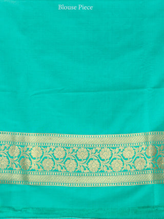 Banarasee Semi Silk Saree With Zari Border - Off White Green & Gold - S031704348