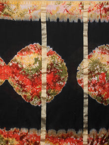 Black Red Marvel Hand Shibori Dyed in Natural Colors Chanderi Saree with Geecha Border - S03170139