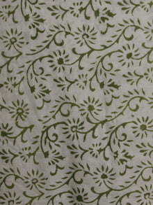 Ivory Green Pink Hand Block Printed Cotton Suit-Salwar Fabric With Chiffon Dupatta (Set of 3) - S16281317