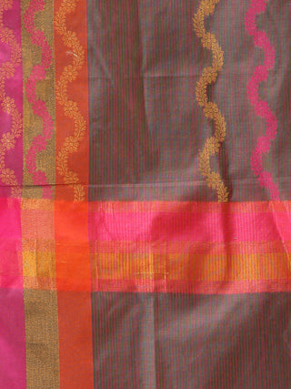 Banarasi Chanderi Dupatta With Resham Work - Light Brown Pink & Gold - D04170831