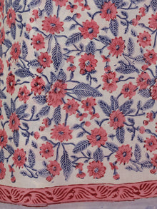 White Pink Blue Grey Hand Block Printed Cotton Suit-Salwar Fabric With Chiffon Dupatta (Set of 3) - S16281318