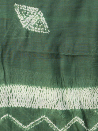 Green White Chanderi Shibori Hand Block Printed Dupatta - D04170728