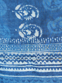 Indigo White Chanderi Hand Block Printed Dupatta - D04170489