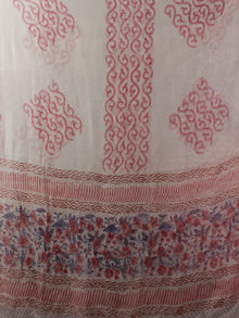 White Pink Blue Grey Hand Block Printed Cotton Suit-Salwar Fabric With Chiffon Dupatta (Set of 3) - S16281318
