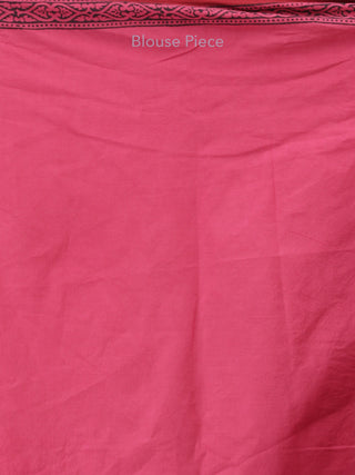 Magenta Pink Red Black Bagh Printed Maheshwari Cotton Saree - S031704212