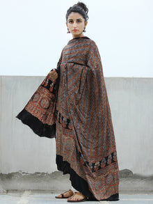 Indigo Black Red Ajrakh Hand Block Printed Modal Silk Dupatta - D04170340