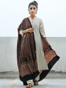 Indigo Black Red Ajrakh Hand Block Printed Modal Silk Dupatta - D04170340