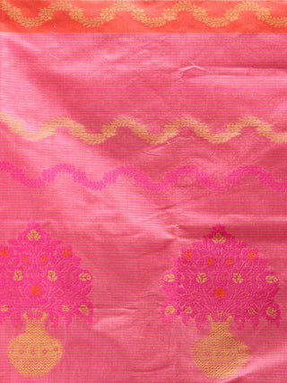 Banarasi Chanderi Dupatta With Resham Work - Pink & Gold - D04170833
