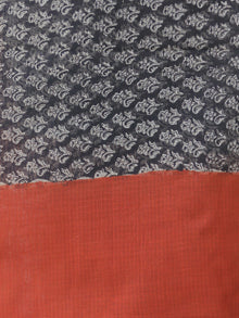 Rust Black Ivory Kota Doria Cotton Hand Block Printed Dupatta  - D04170671