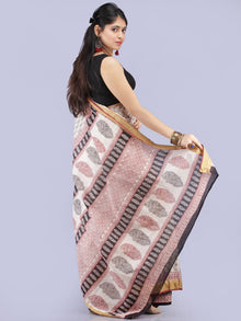 White Red Black Printed Maheshwari Cotton Saree - S031704275