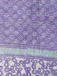 Purple White  Chanderi Hand Block Printed Dupatta - D04170579