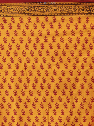 Maroon Olive Green Bagh Printed Maheshwari Cotton Saree - S031704213