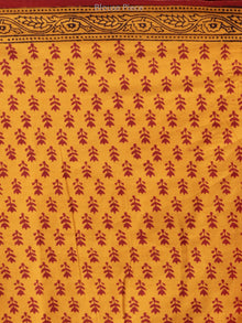 Maroon Olive Green Bagh Printed Maheshwari Cotton Saree - S031704213
