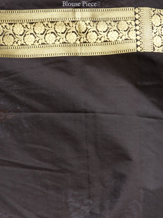 Banarasee Semi Silk Saree With Zari Border - Off White Black & Gold - S031704353