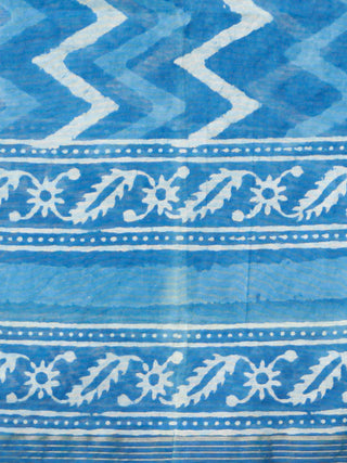 Indigo White Chanderi Hand Block Printed Dupatta - D04170492