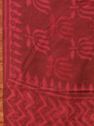Maroon Red Chanderi Hand Block Printed Dupatta - D04170731