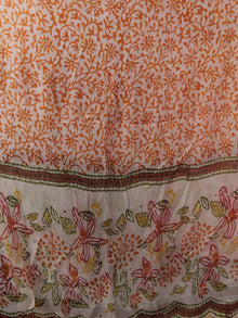 Ivory Orange Green Yellow Hand Block Printed Cotton Suit-Salwar Fabric With Chiffon Dupatta (Set of 3) - S16281321