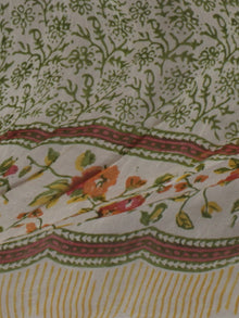 Ivory Orange Green Yellow Hand Block Printed Cotton Suit-Salwar Fabric With Chiffon Dupatta (Set of 3) - S16281322