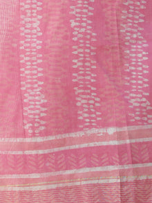 Pink Ivory  Chanderi Hand Block Printed Stole - D04170581