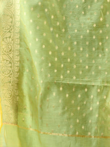 Banarasi Chanderi Dupatta With Zari Work - Light Green & Gold - D04170836