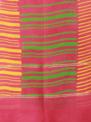 Red Green Yellow Chanderi Hand Block Printed Dupatta - D04170493