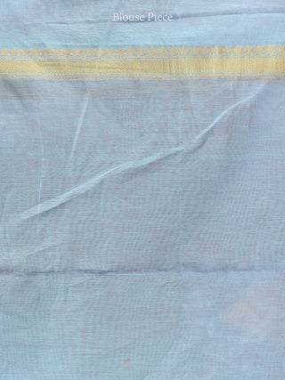 Banarasee Chanderi Silk Saree With Zari & Resham Border - Silver Grey Golden - S031704352