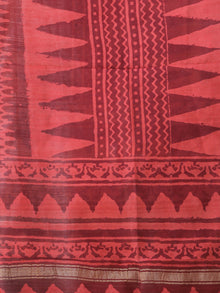 Red Maroon Chanderi Hand Block Printed Dupatta - D04170582