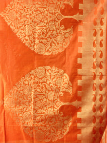 Banarasi Chanderi Dupatta With Resham Work - Orange & Gold - D04170837
