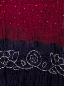 Purple Maroon White Hand Tie & Dye Bandhej Suit Salwar Dupatta (Set of 3) With Hand Embroidery & Mirror Work - S16281244