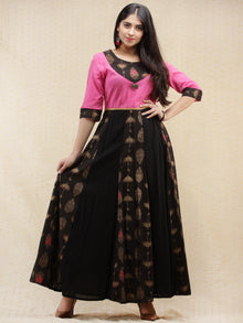 Shahnoor - Black Gold Printed Long Kali Dress  - D379FXXx