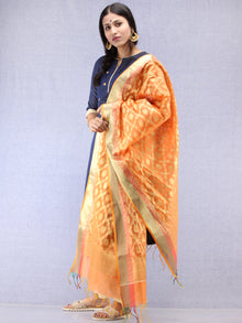 Banarasi Chanderi Dupatta With Zari Work - Yellow & Gold - D04170793