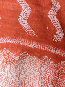 Orange White Shibori Kota Silk Hand Block Printed Dupatta - D04170632