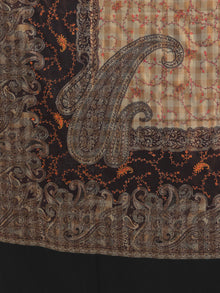 Black Beige Jamawar Needle Embroidered Woollen Kashmiri Shawl - S200508