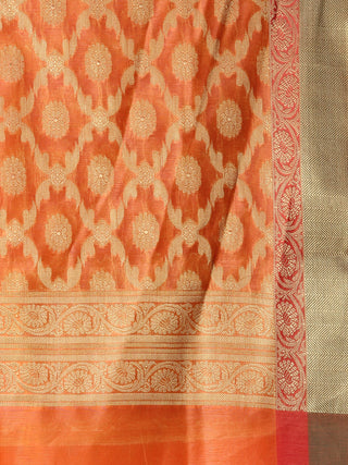 Banarasi Chanderi Dupatta With Zari Work - Yellow & Gold - D04170793