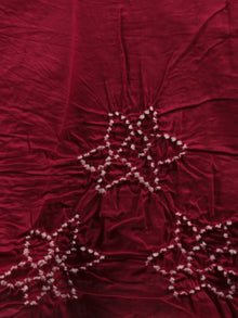 Purple Maroon White Hand Tie & Dye Bandhej Suit Salwar Dupatta (Set of 3) With Hand Embroidery & Mirror Work - S16281244