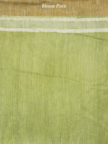 Green Ivory Chanderi Silk Hand Block Printed Saree With Geecha Border - S031703610