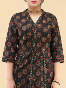 Nazia- Hand Block Printed Long Cotton Dress With Embroidered Yoke - D385F1820
