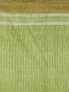 Green Ivory Chanderi Silk Hand Block Printed Saree With Geecha Border - S031703610