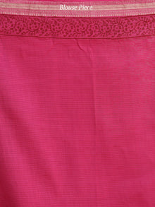 Deep Pink Indigo Bagh Hand Block Printed Maheswari Silk Saree With Resham Border - S031703829