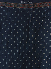 Red Beige Indigo Ajrakh Hand Block Printed Modal Silk Saree - S031704446