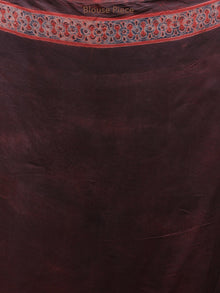 Crimson Red Black Indigo Ajrakh Hand Block Printed Modal Silk Saree - S031704153