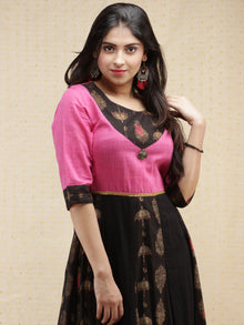 Shahnoor - Black Gold Printed Long Kali Dress  - D379FXXx