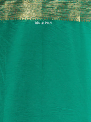 Banarasee Chiffon Saree With Golden Zari Weave - Sea Green & Gold - S031704403